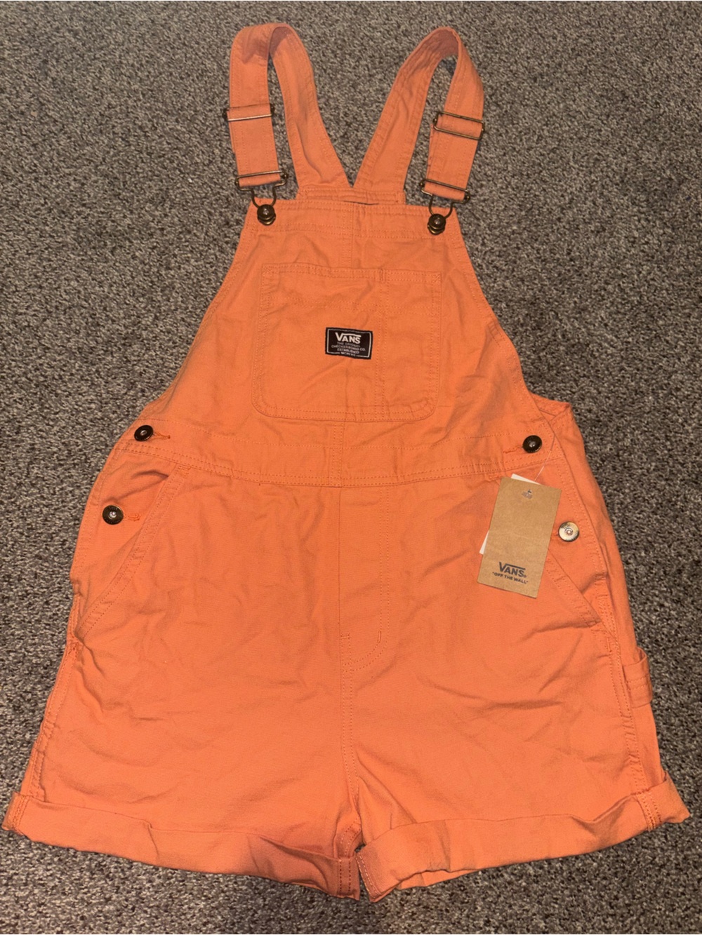 Vans Orange Canvas Overalls with Metal Hardware